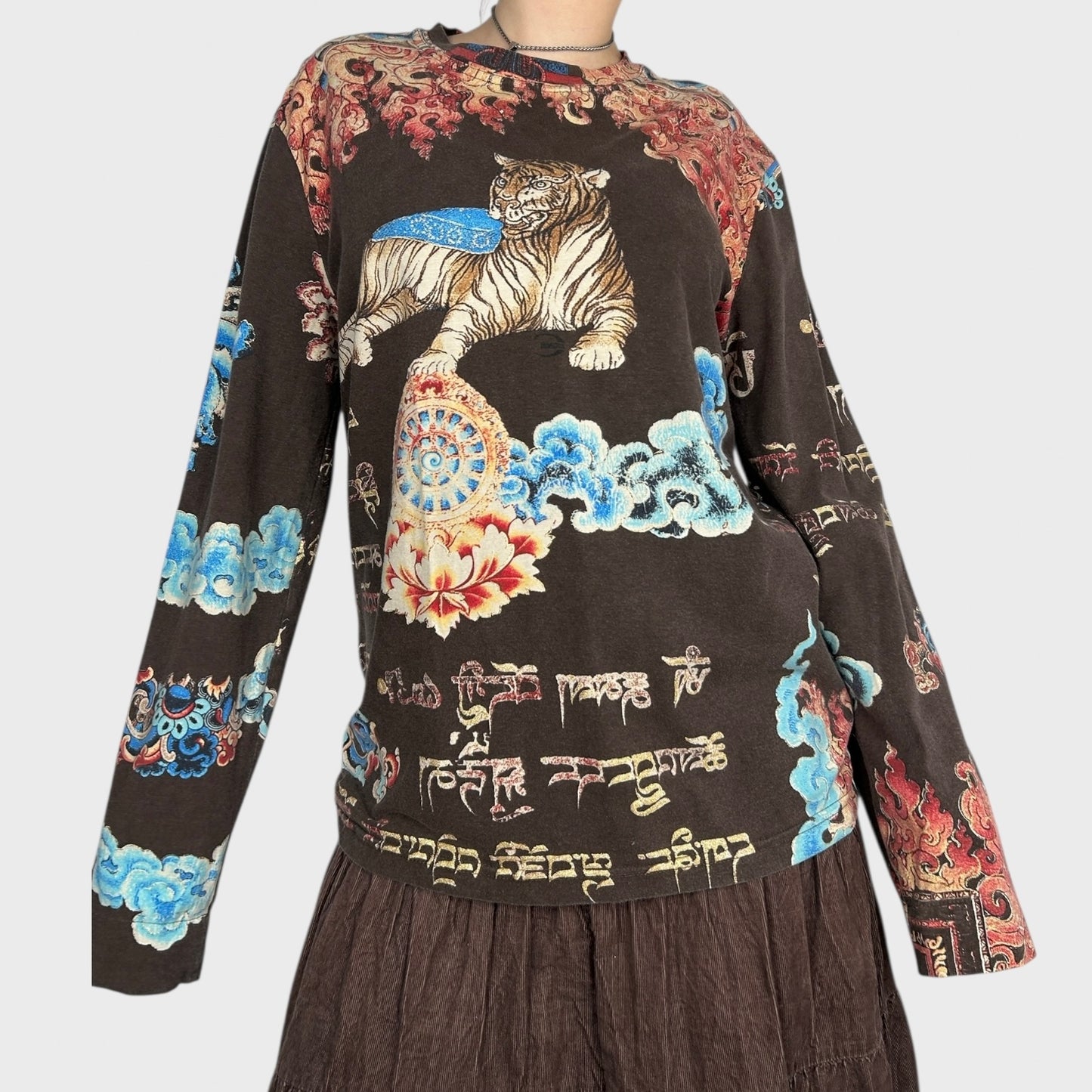 Roberto Cavalli Graphic Print Long Sleeve Top - L