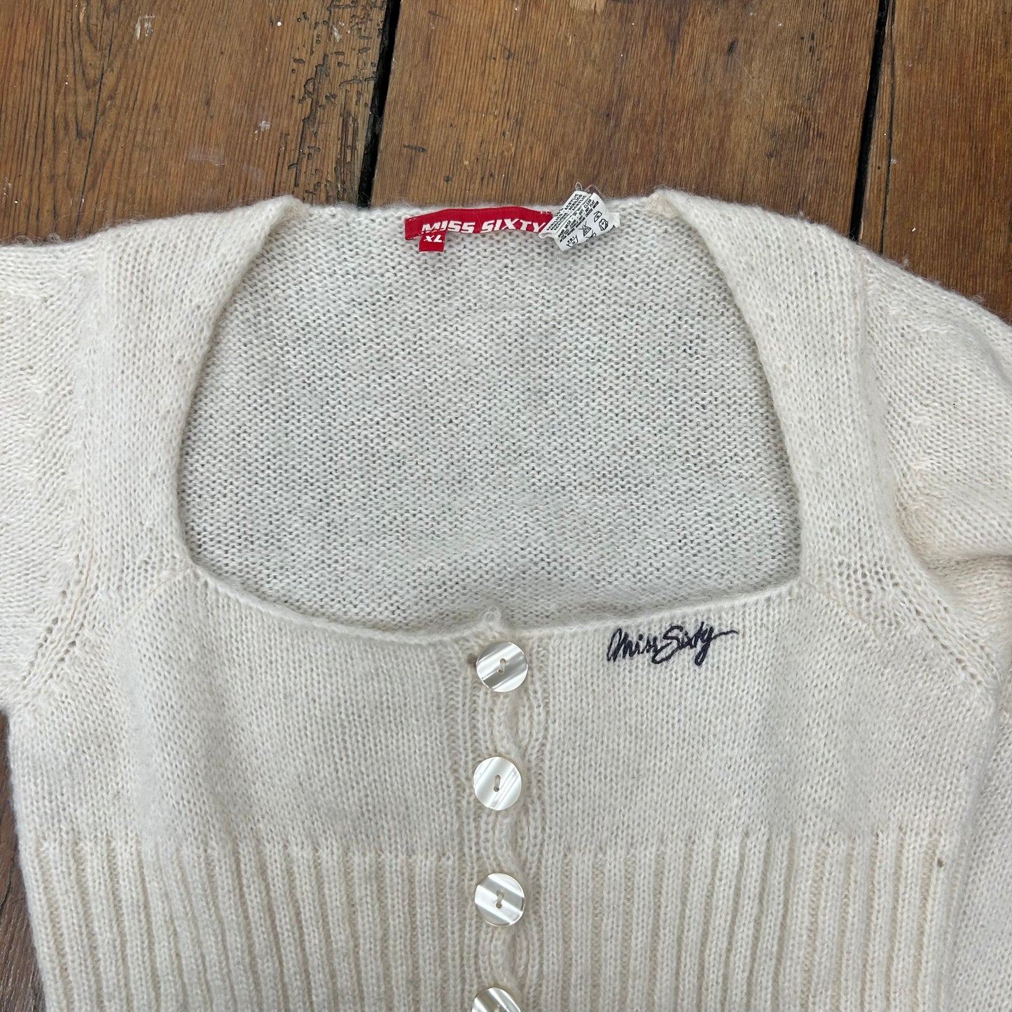 Miss Sixty White Button Cardigan - L