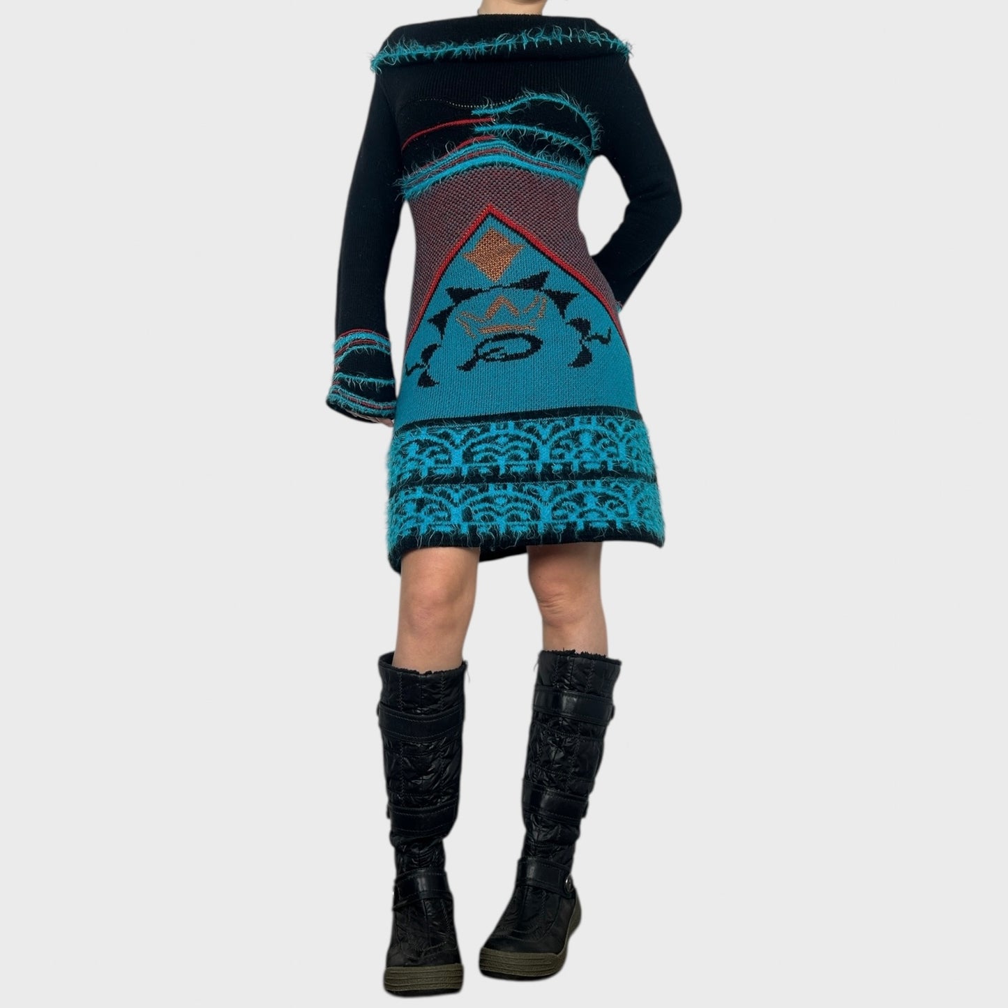 Save The Queen Graphic Knit Midi Dress - S/M