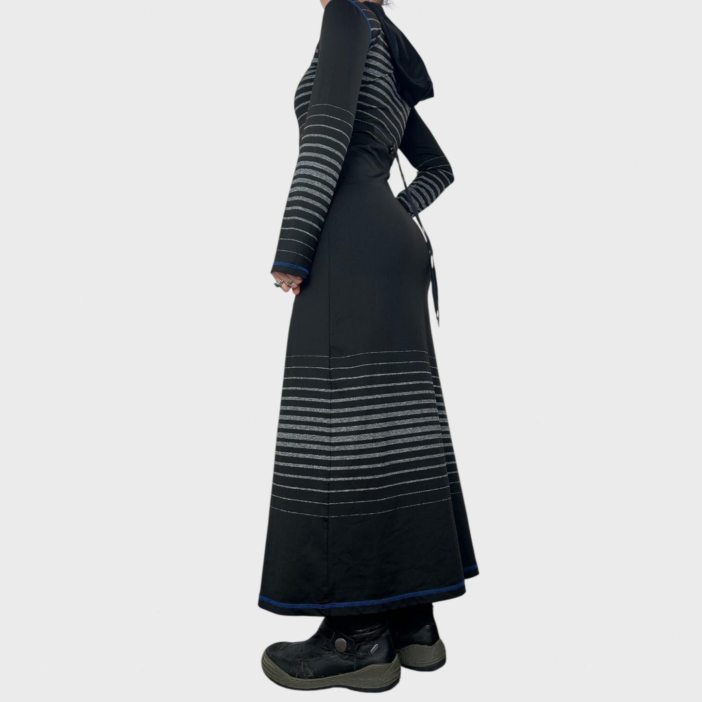 Cop Copine Striped Hooded Maxi Dress - S