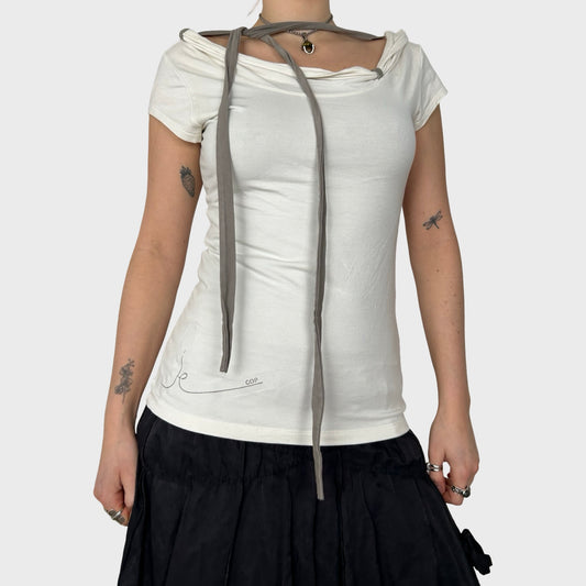 Cop Copine White Versatile Tie Top - S