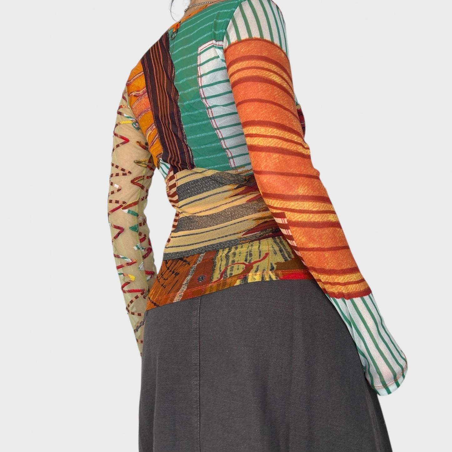 Save the Queen Graphic Mesh Long Sleeve Top - M