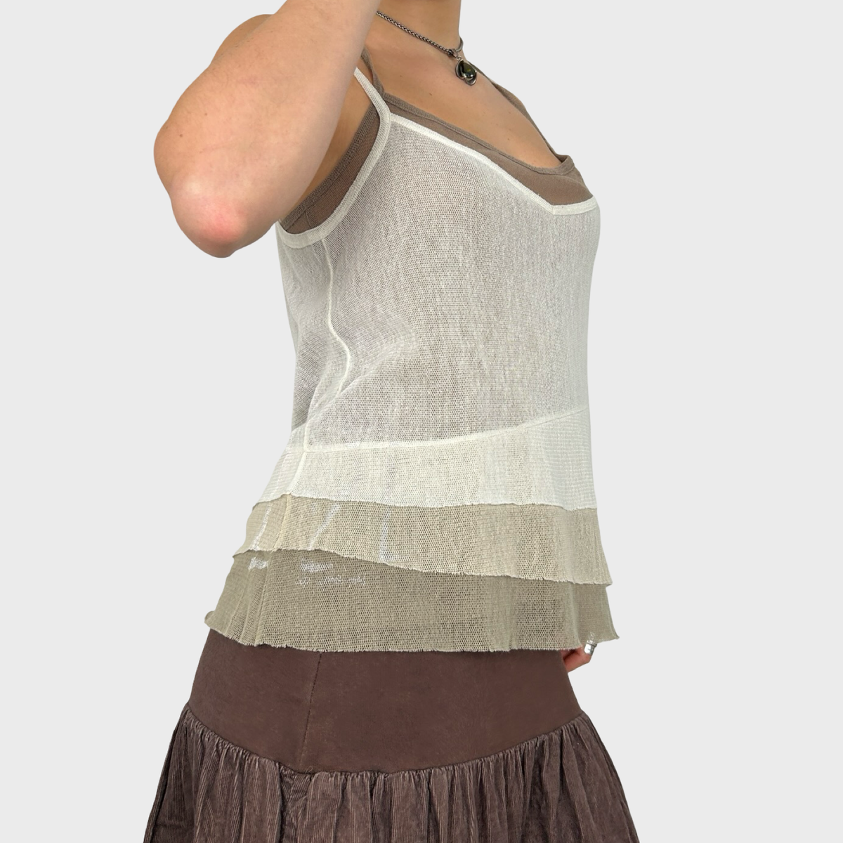 Cop Copine Beige Double Layer Mesh Cami - M/L