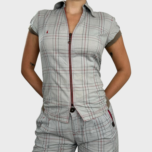 Cop Copine Check Zip Up Shirt - S