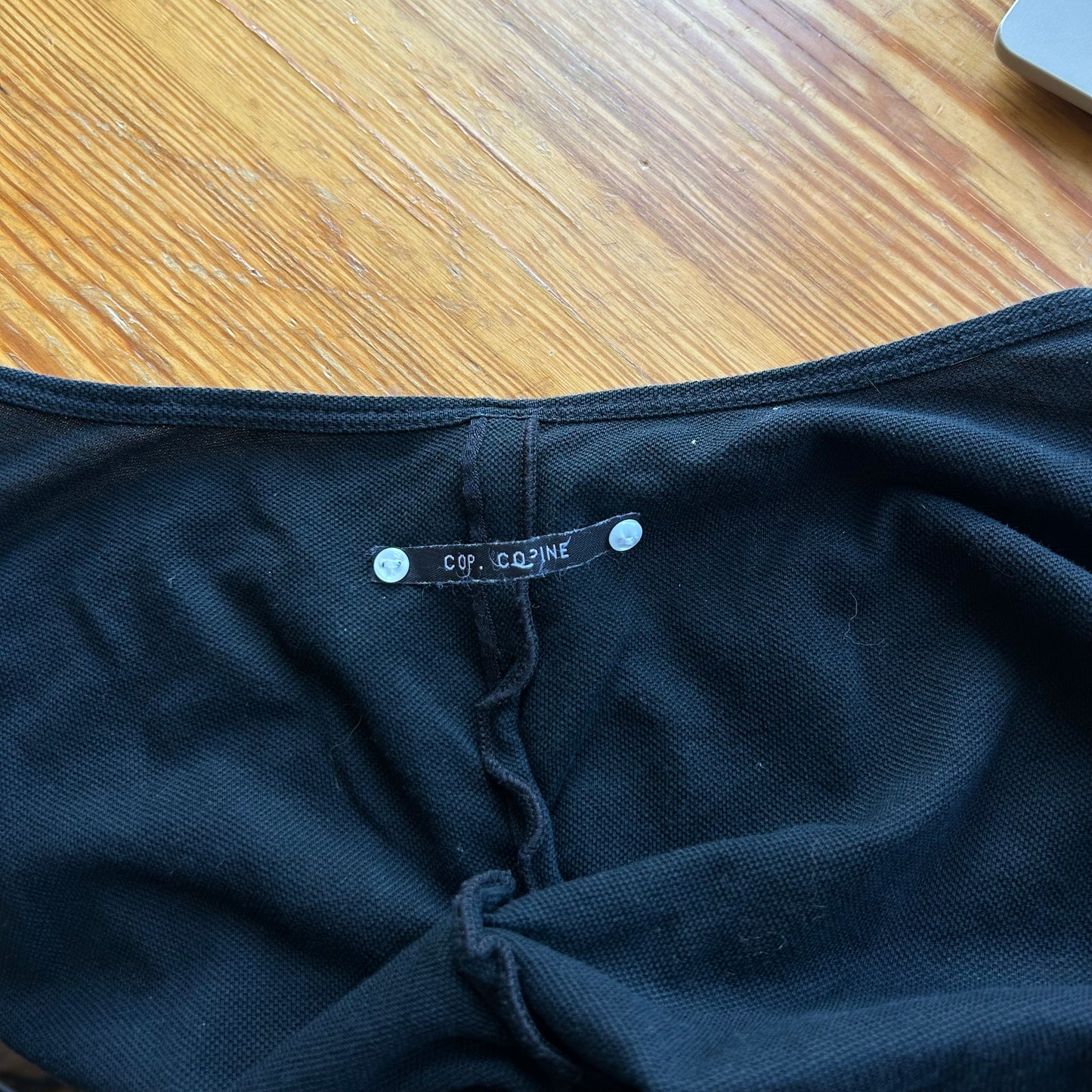 Cop Copine Black Ruched Double Zip Top - M