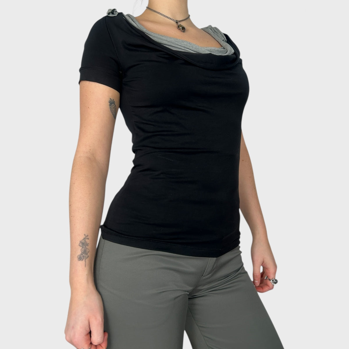 Cop Copine Cowl Neck Off-Shoulder Top - S