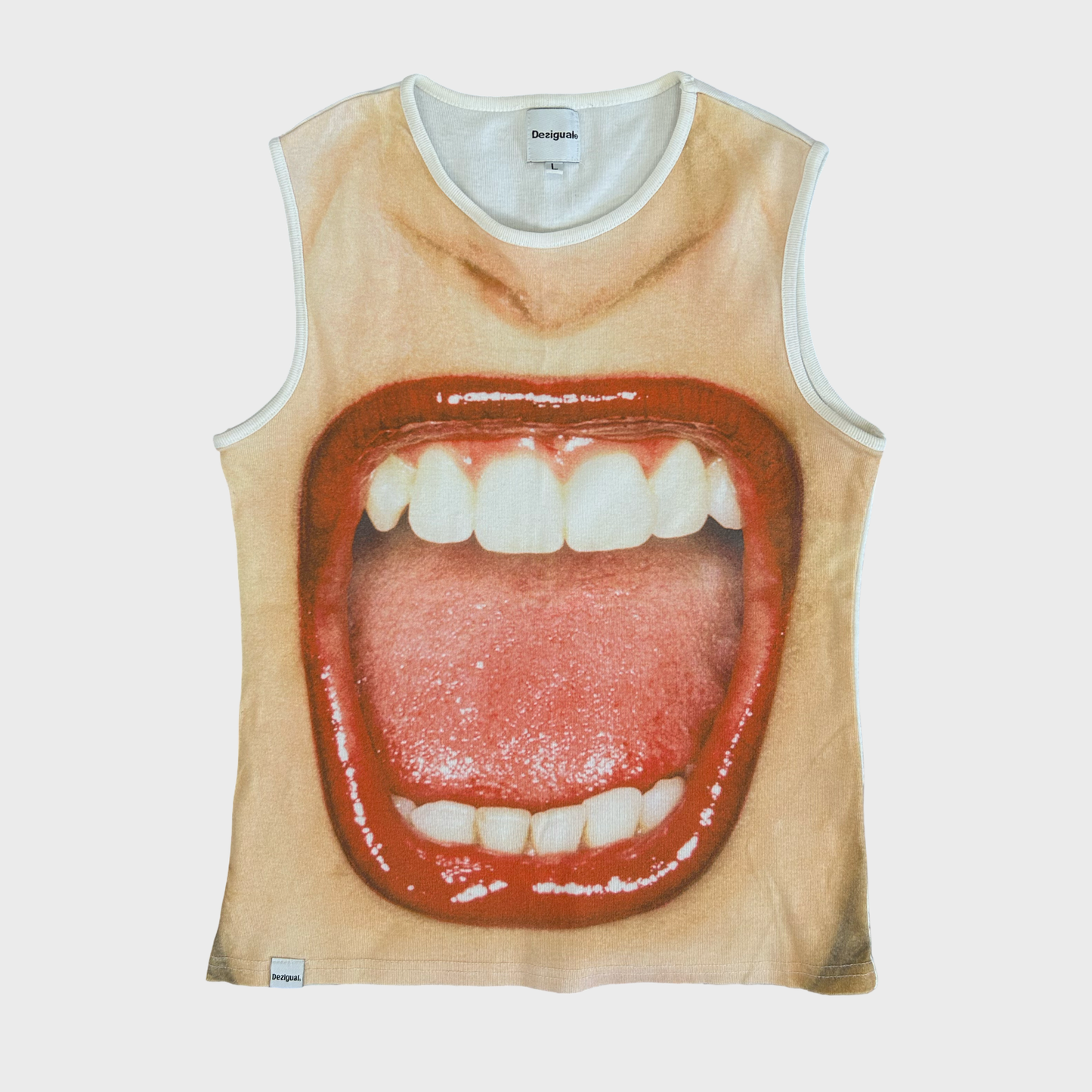 Rare Desigual Screaming Mouth Print Tank Top - M