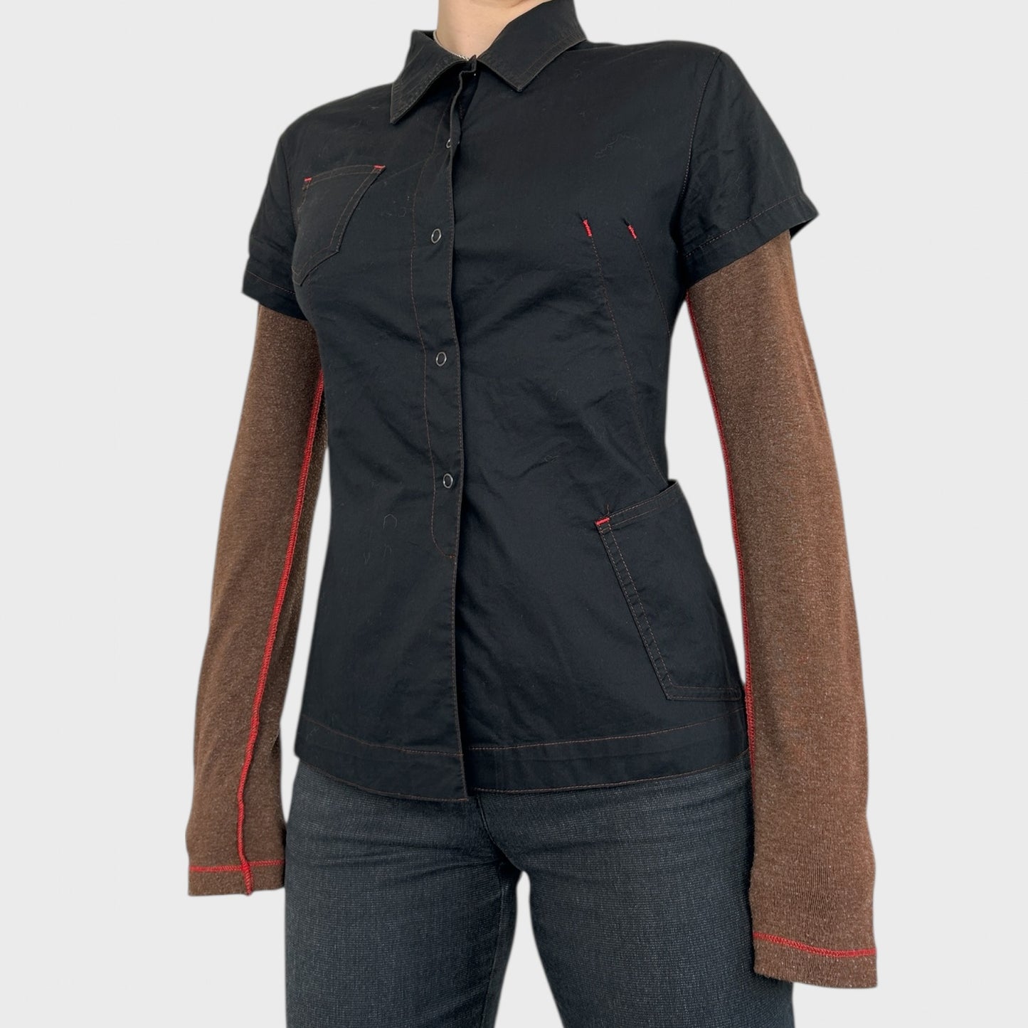Cop Copine Long Sleeve Button Shirt Layered Top - S