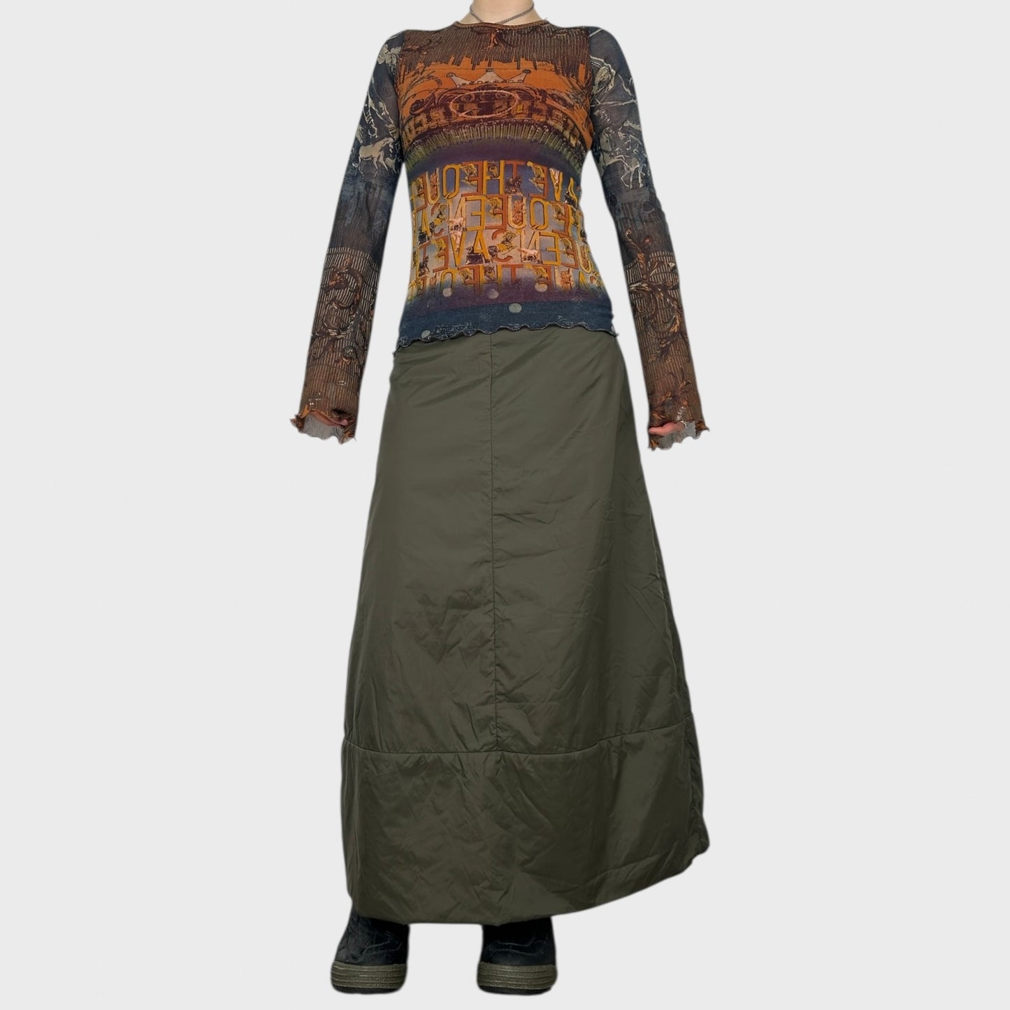 Cop Copine Khaki Puffer Maxi Skirt - XS/S