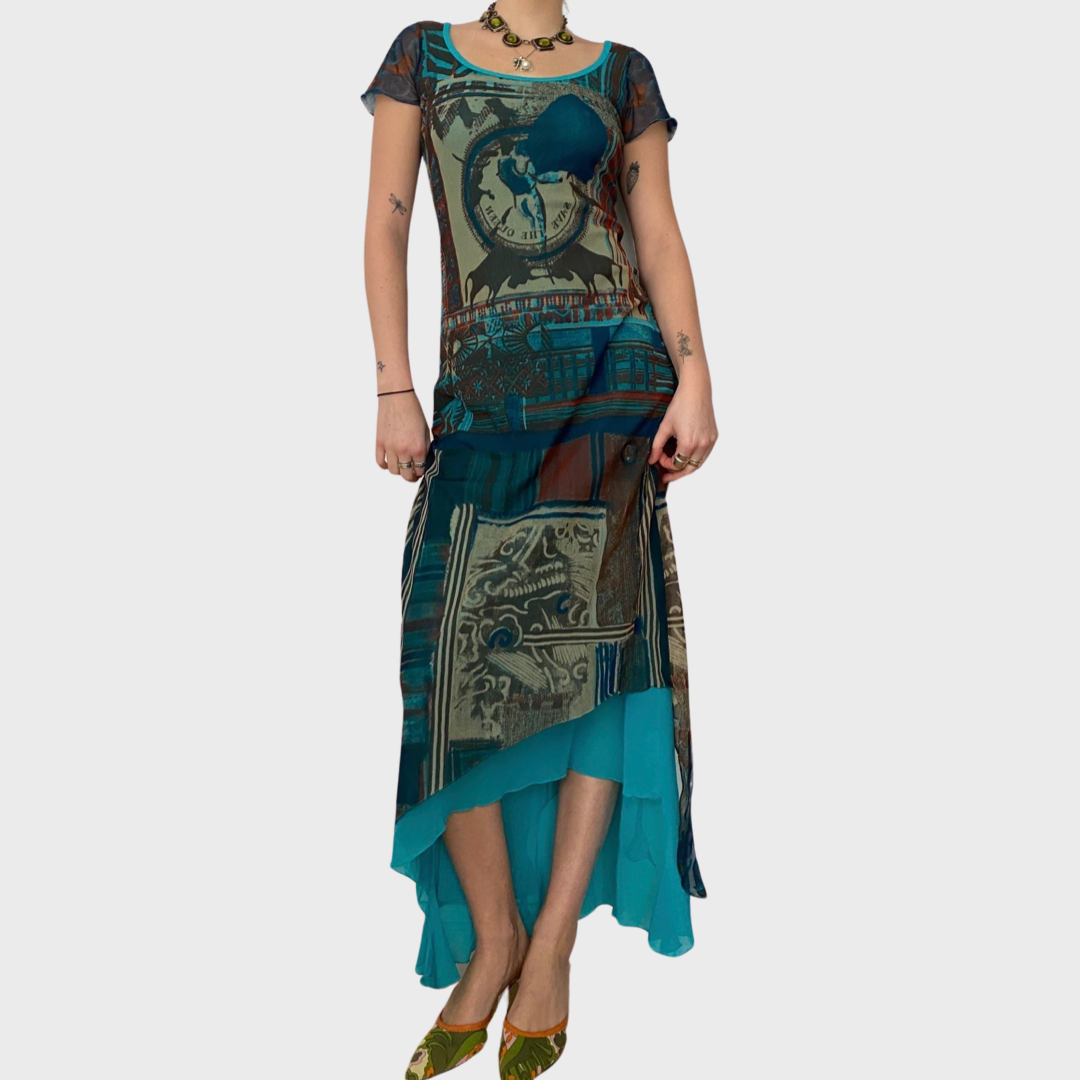 Save the Queen mesh maxi dress