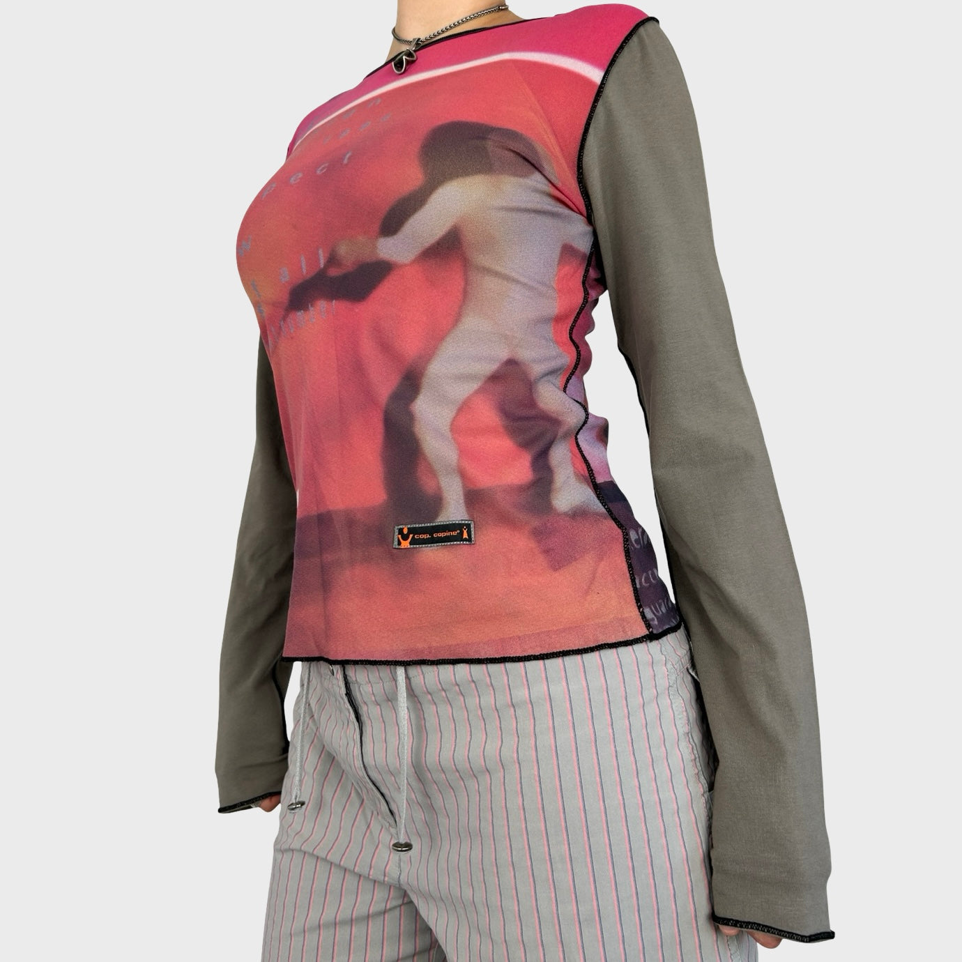 Rare Cop Copine Fencing 85 Print Mesh Long Sleeve Top - L
