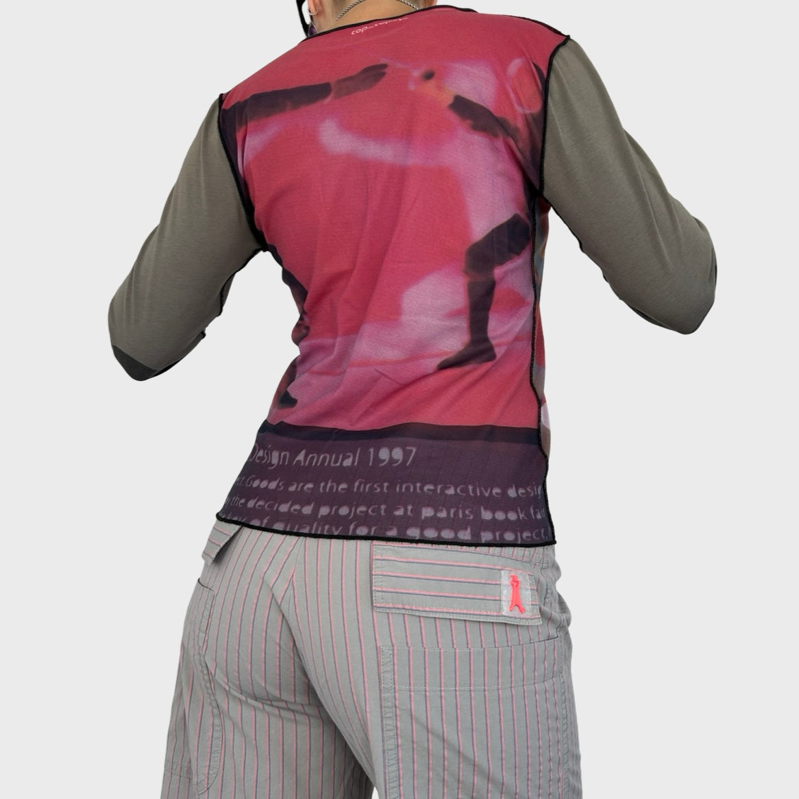 Rare Cop Copine Fencing 85 Print Mesh Long Sleeve Top - L