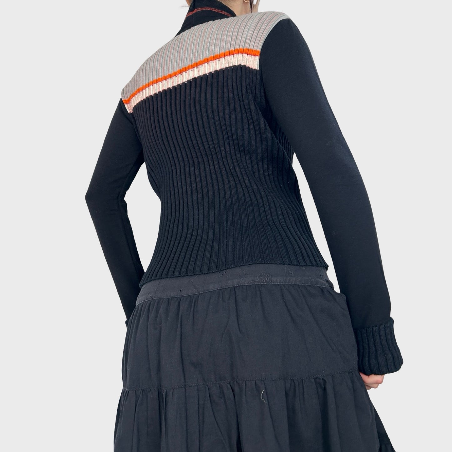 Cop Copine Bi-Material Knit Roll Neck Top - S