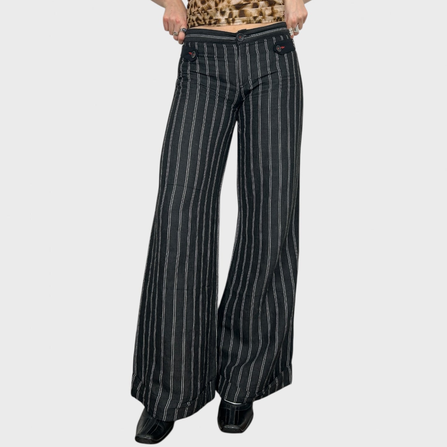 Cop Copine Wide Leg Striped Trousers - S