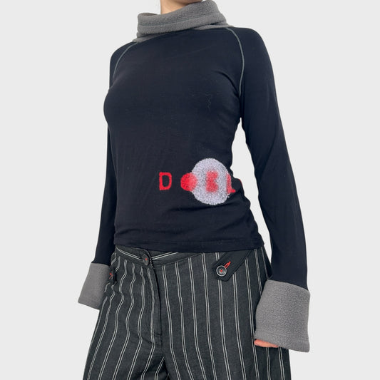 Cop Copine Black Bi-Material Graphic Long Sleeve - M