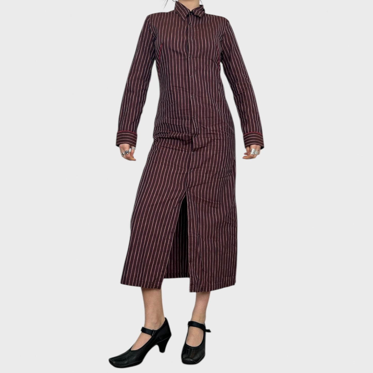 Cop Copine Striped Button Maxi Dress - S