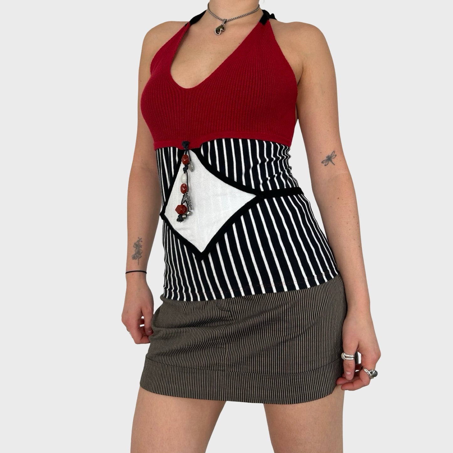 Save The Queen Multi Stripe Halter Neck Top - M