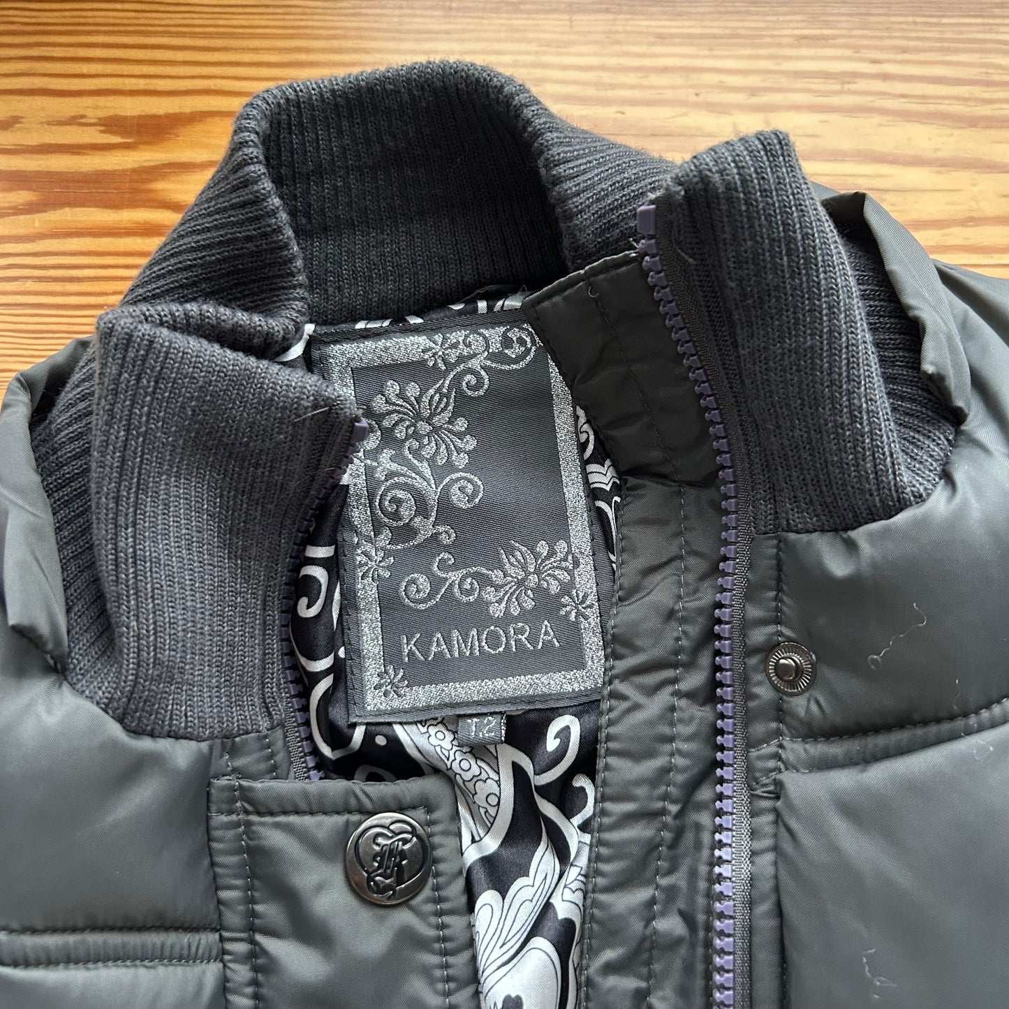 Vintage Cropped Puffer Bomber Jacket - M