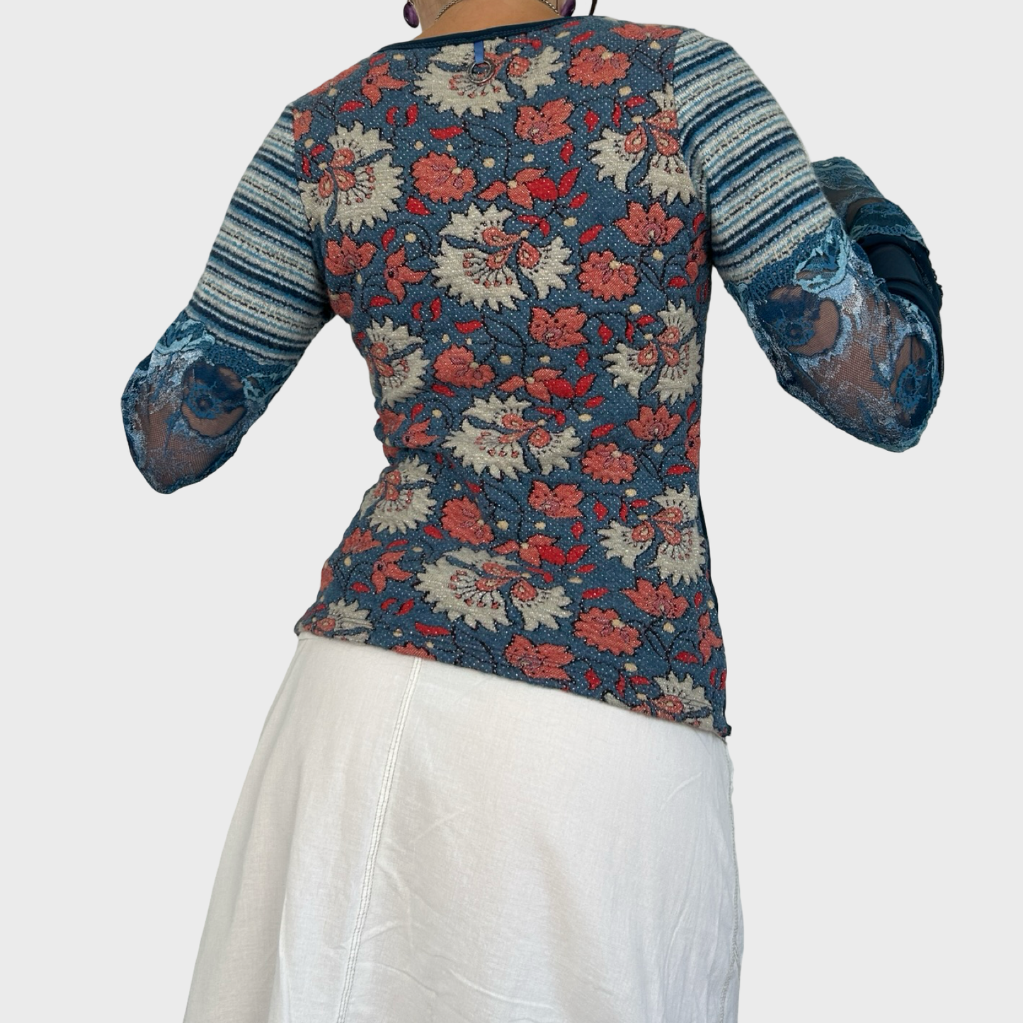 Save The Queen Graphic Mesh Long Sleeve Top - M