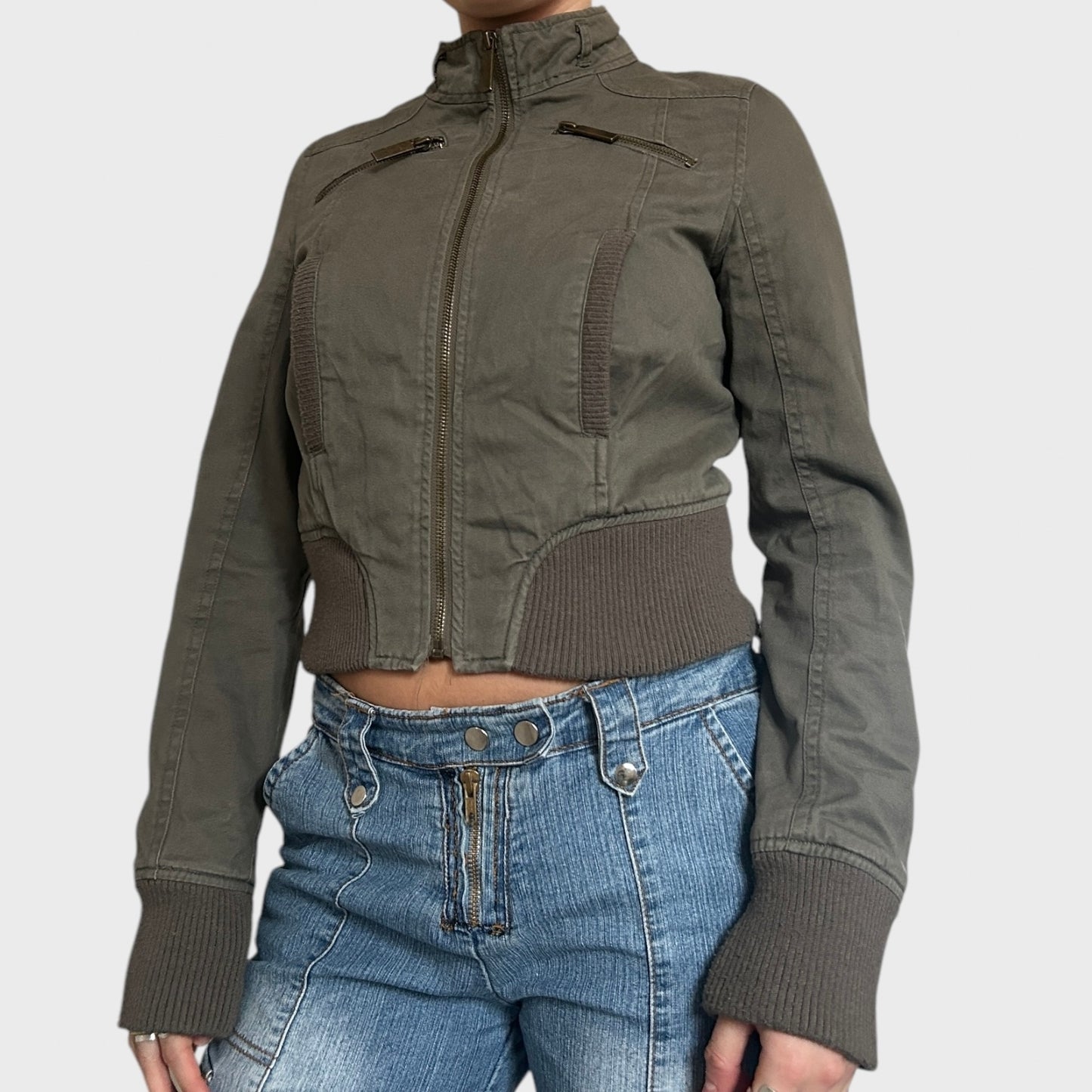 Vintage khaki bomber jacket