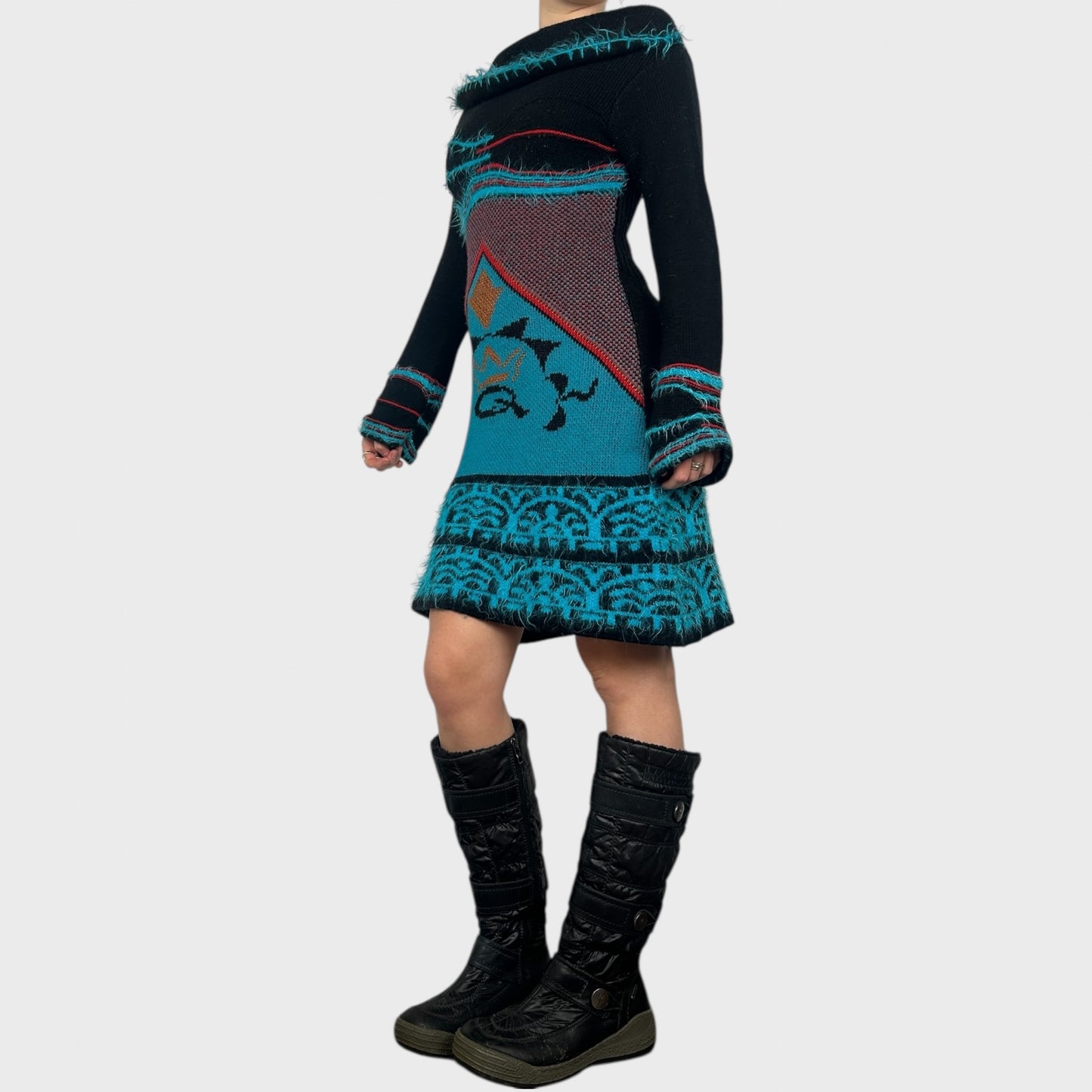 Save The Queen Graphic Knit Midi Dress - S/M