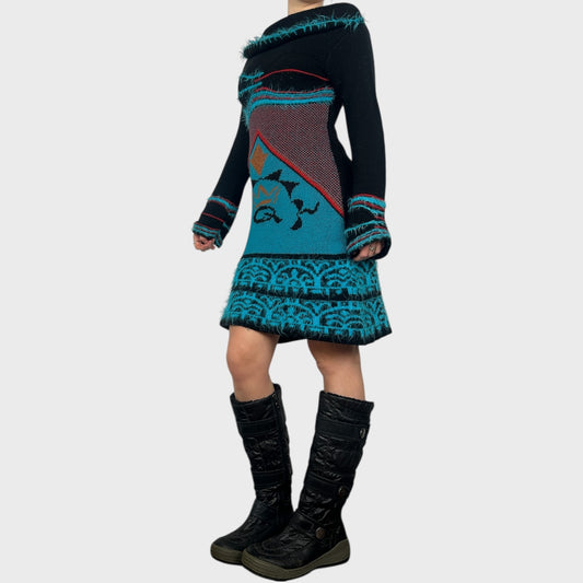 Save The Queen Graphic Knit Midi Dress - S/M