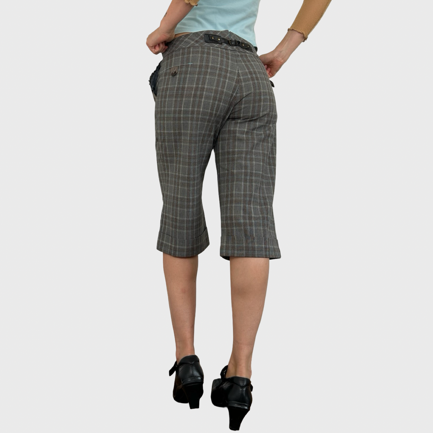 Cop Copine Grey Check Capri Trousers - M/L