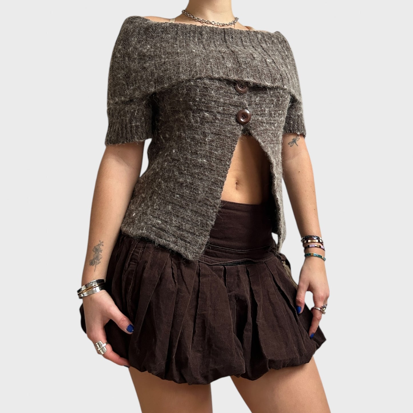 Light Brown Fluffy Cropped Jumper