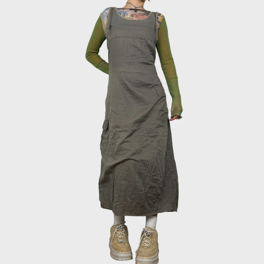 Cop Copine Khaki Tie Back Midi Dress - L