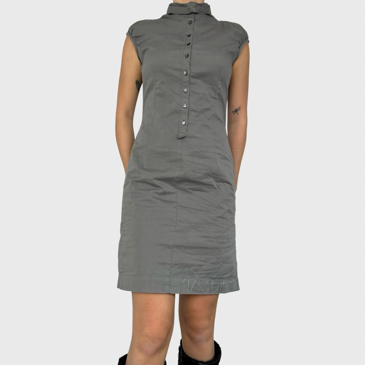 Cop Copine High Neck Button Dress - S/M