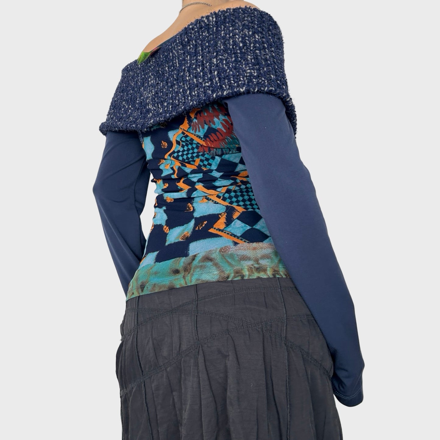 Save the Queen Graphic Mesh Off-the-Shoulder Top - M