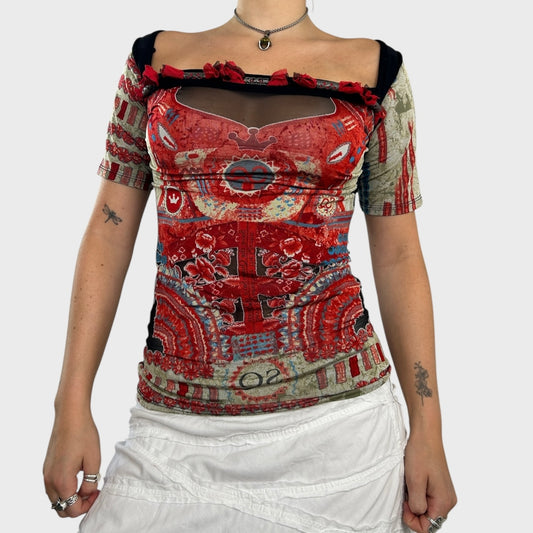 Save the Queen Tie-Back Graphic Top - S/M