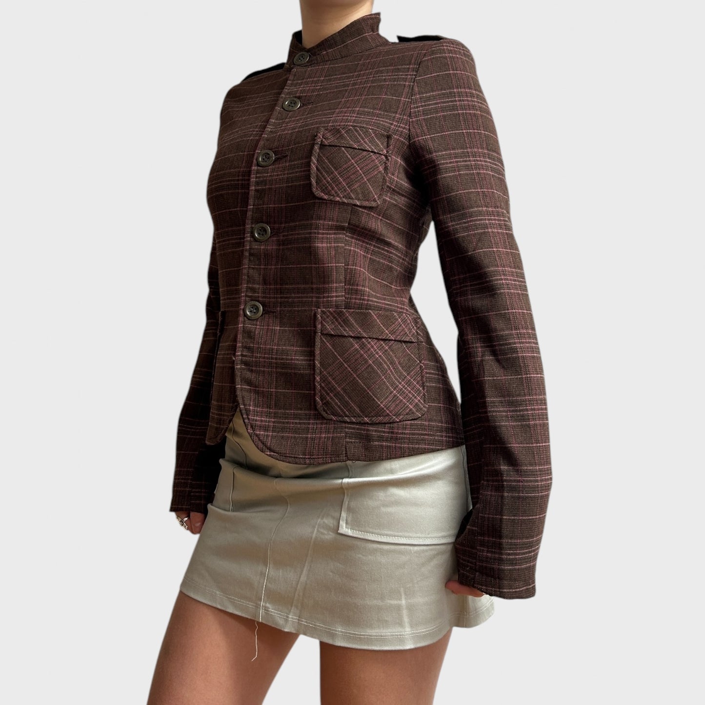 Checkered Button-Up Jacket