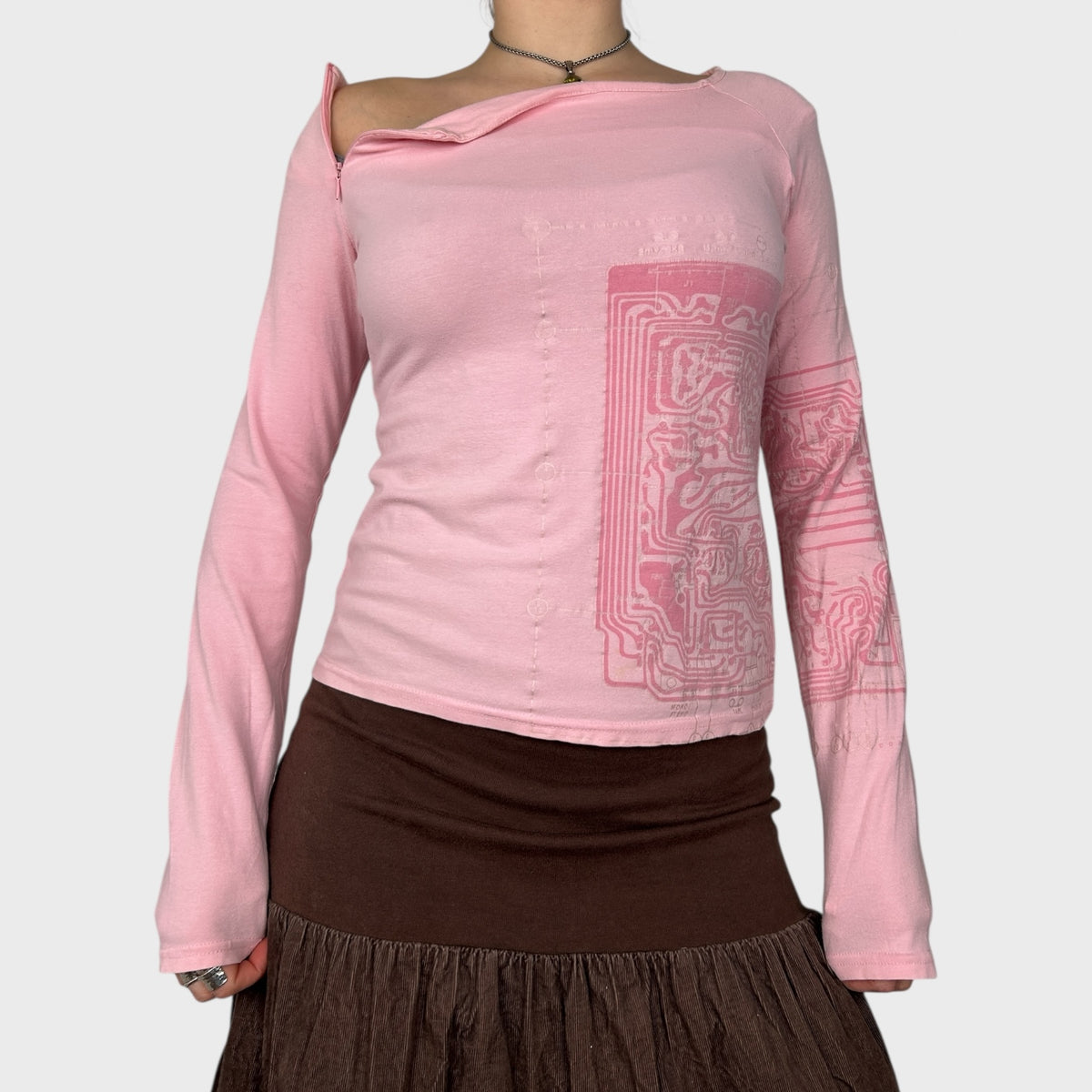 Cop Copine Pink Graphic Long Sleeve Top - S