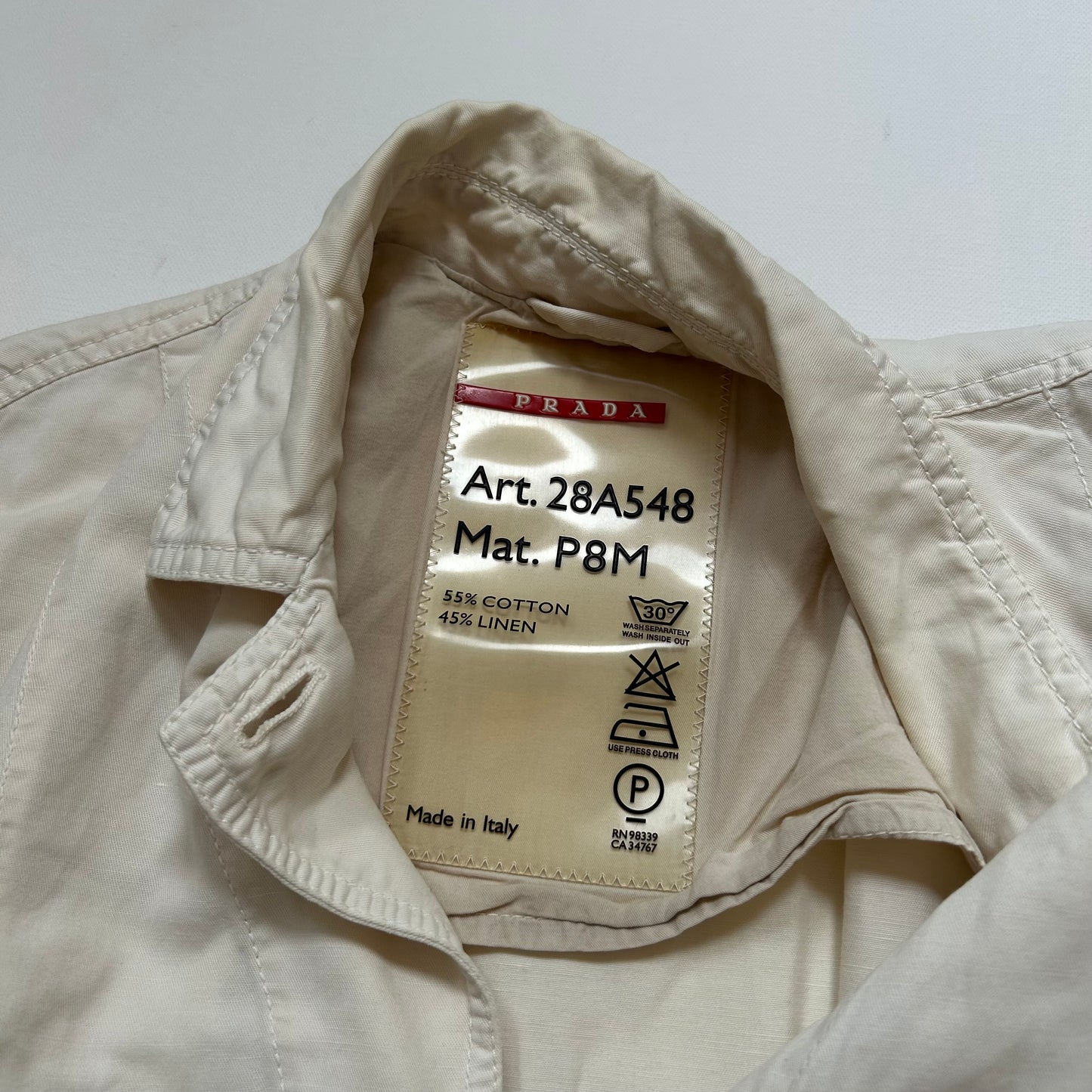 Vintage Prada Sport Red Label Cream Linen Button Jacket
