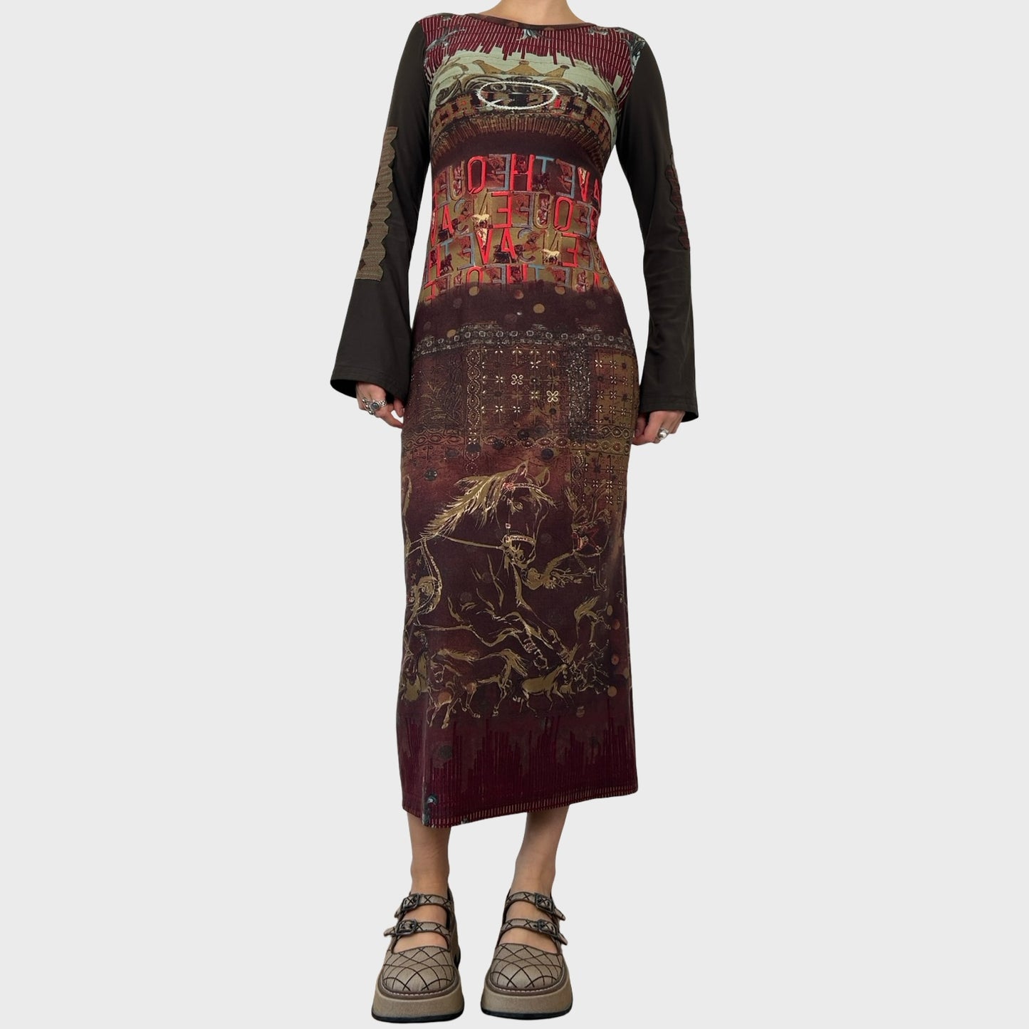 Save The Queen Graphic Print Maxi Dress - S