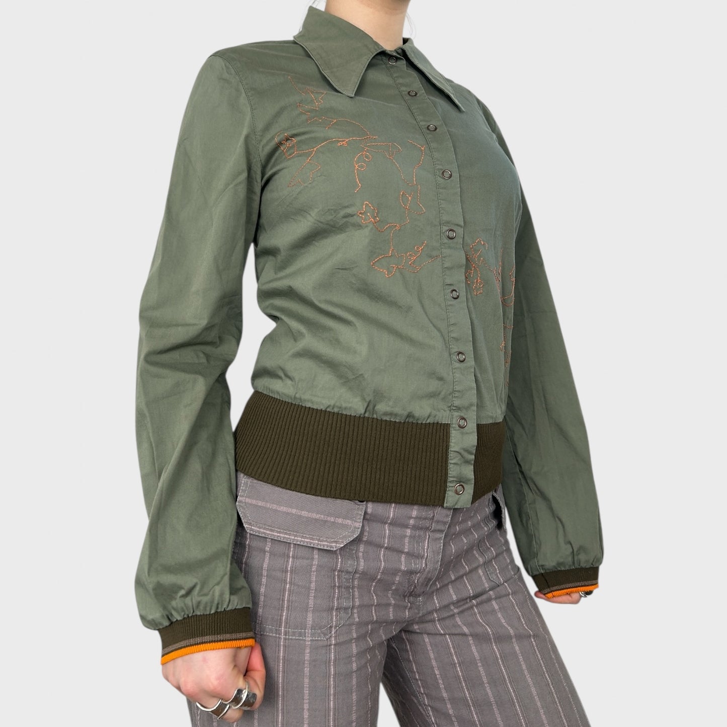 Cop Copine Khaki Button-Up Shirt - M