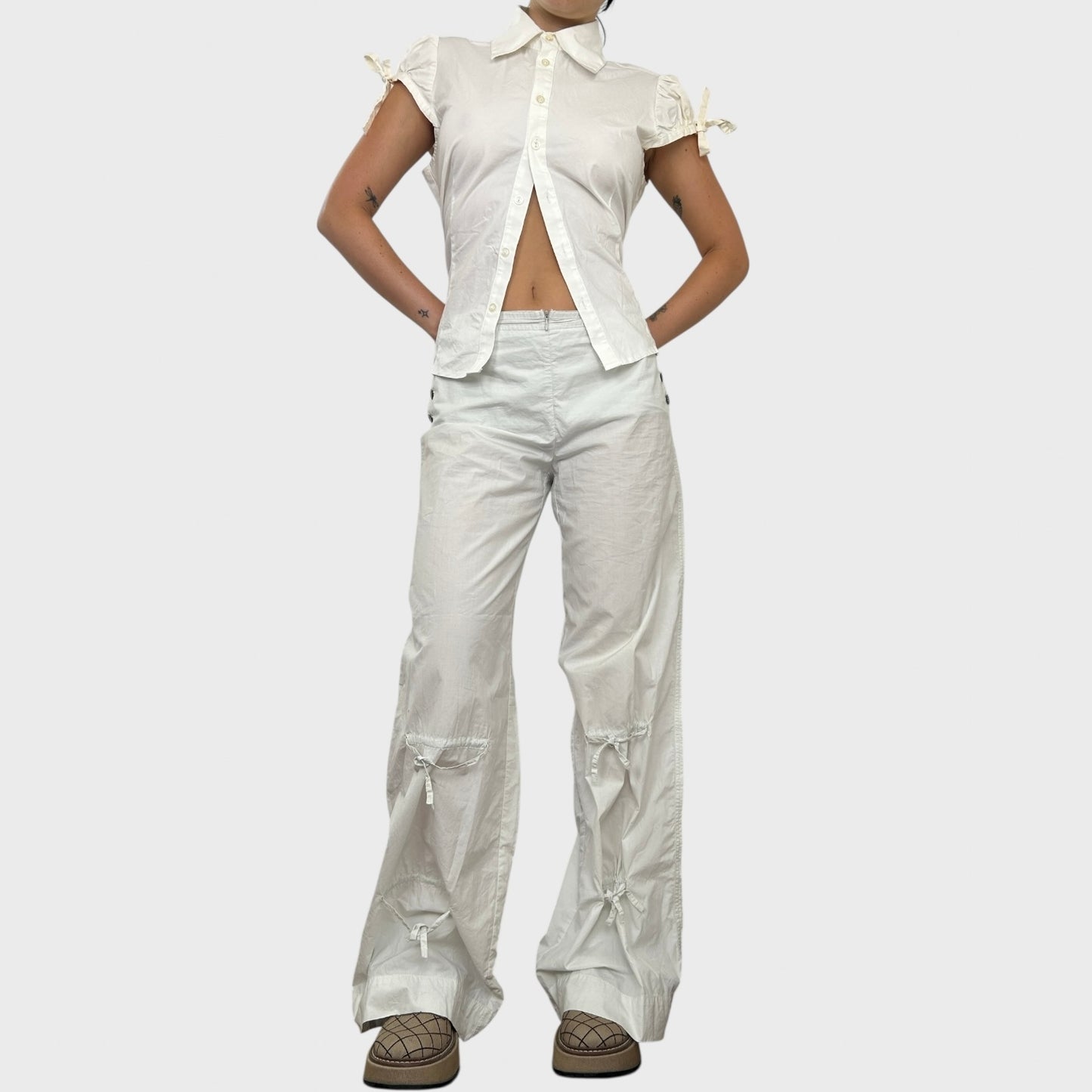 Cop Copine Button Tie-Front Trousers - L