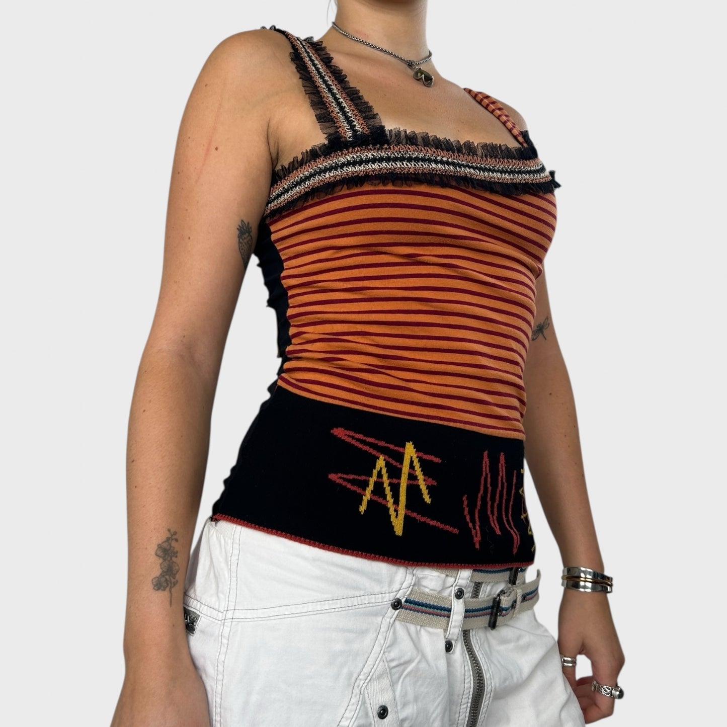 Save the Queen Striped One Shoulder Top - S/M
