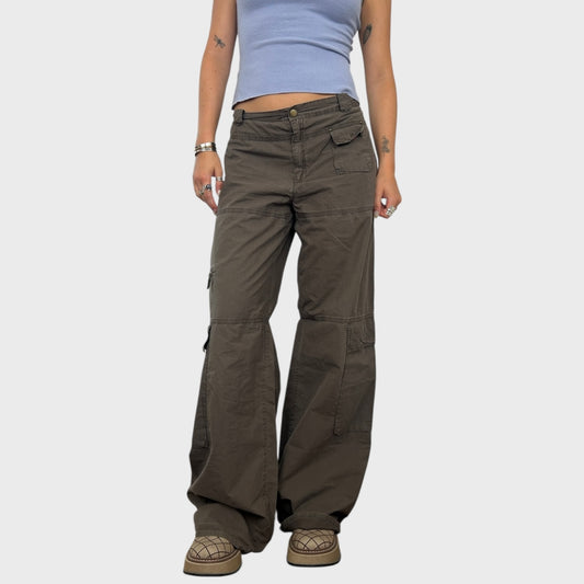 Cop Copine Khaki Wide-Leg Trousers - L