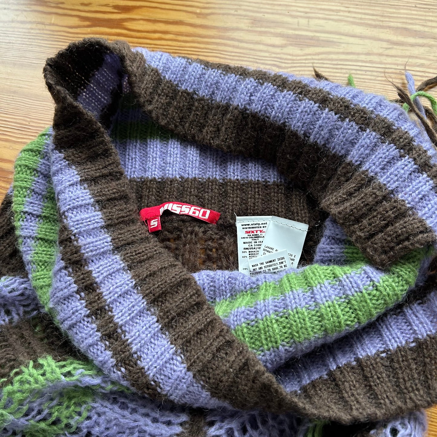 Vintage Miss Sixty Slouchy Striped Knit Jumper - S/M