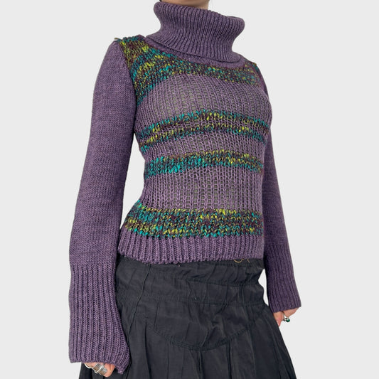 Vintage Chunky Knit Roll Neck Jumper - S