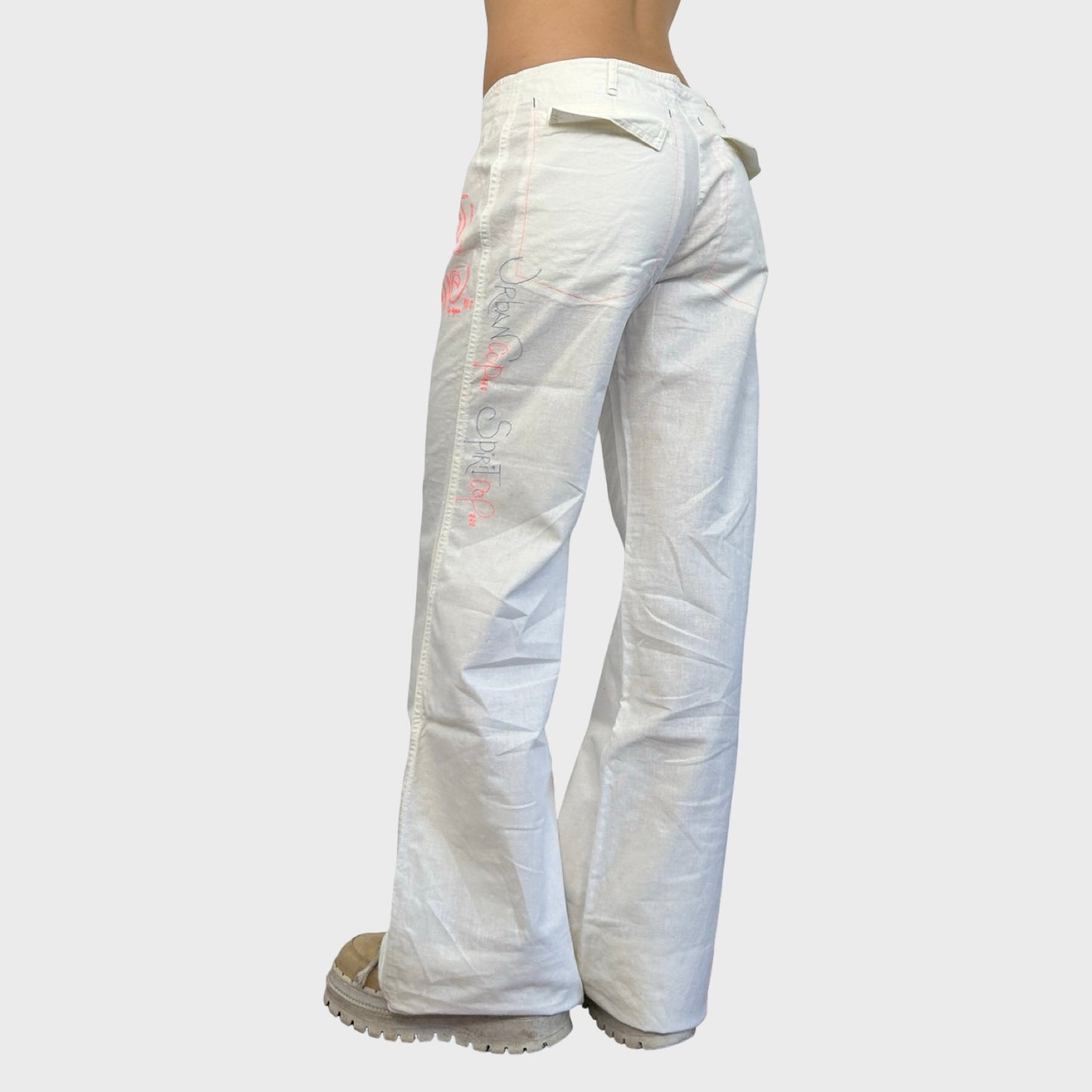 Cop Copine White Linen Wide Leg Trousers - L