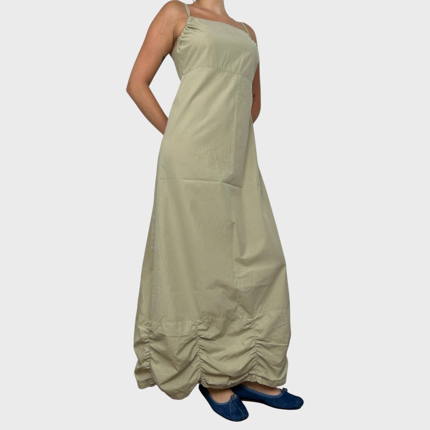 Cop Copine Beige Ruched Maxi Dress - M