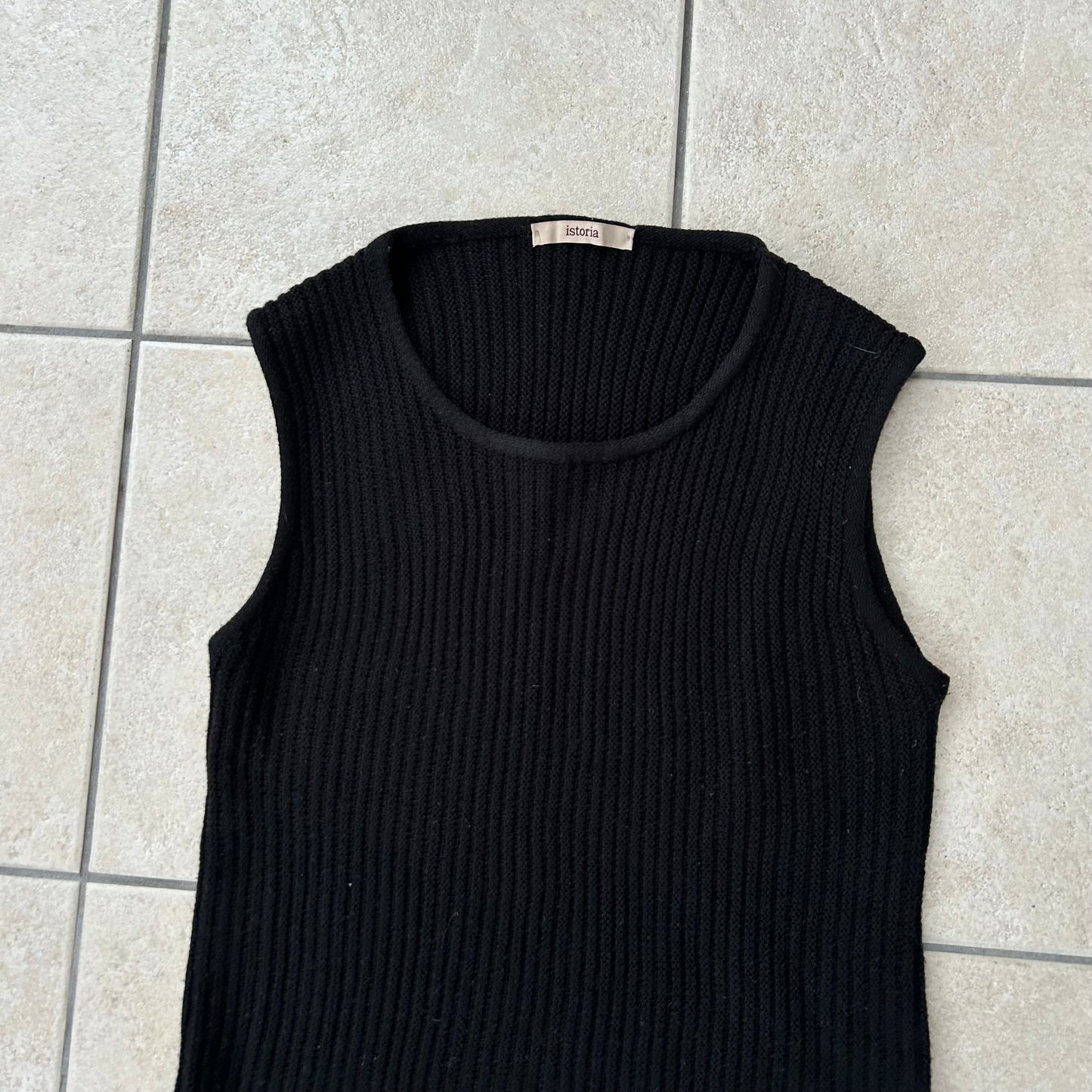 Black Knitted Drop Waist Midi Dress