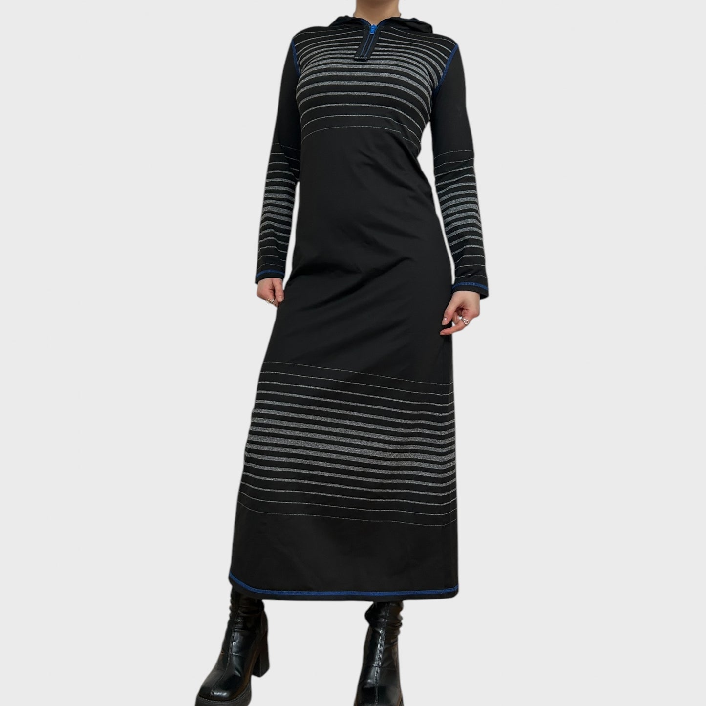 Vintage Cop Copine Striped Hooded Maxi Dress
