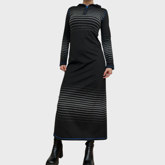 Vintage Cop Copine Striped Hooded Maxi Dress