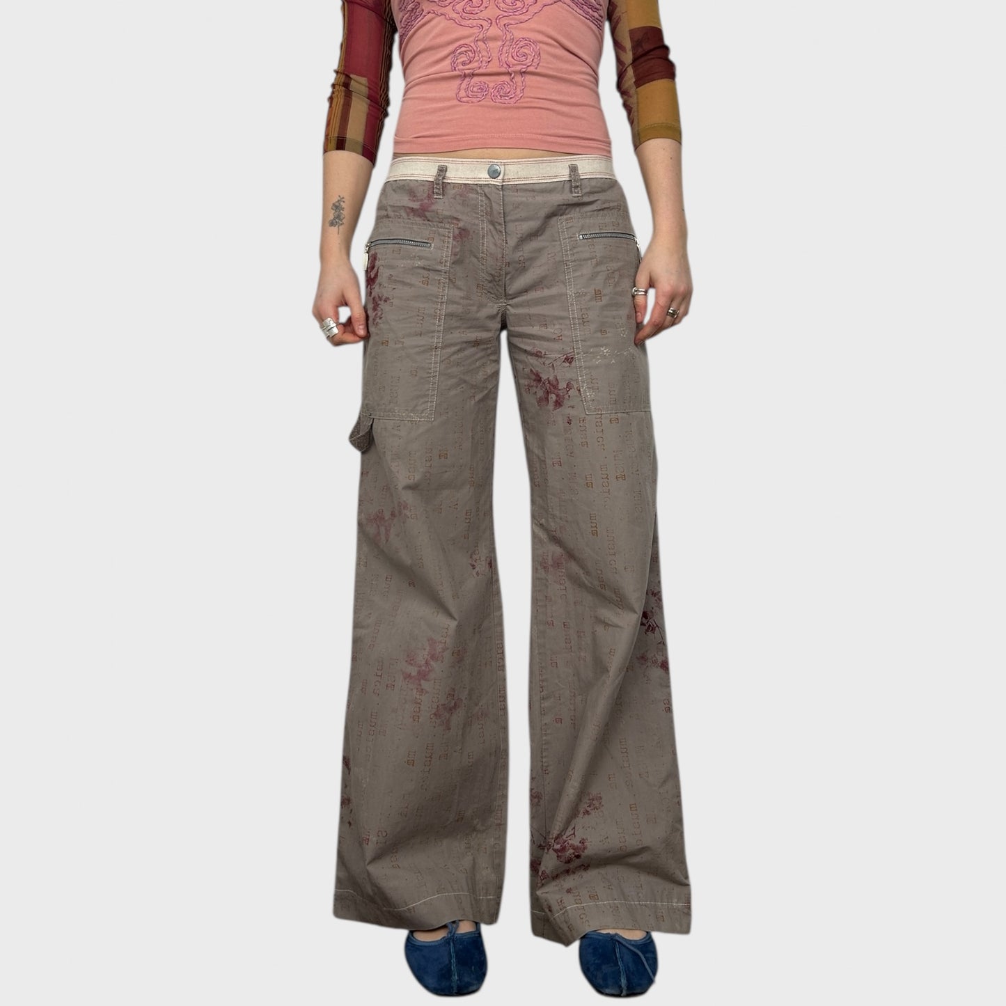 Cop Copine Graphic Print Wide Leg Trousers - M