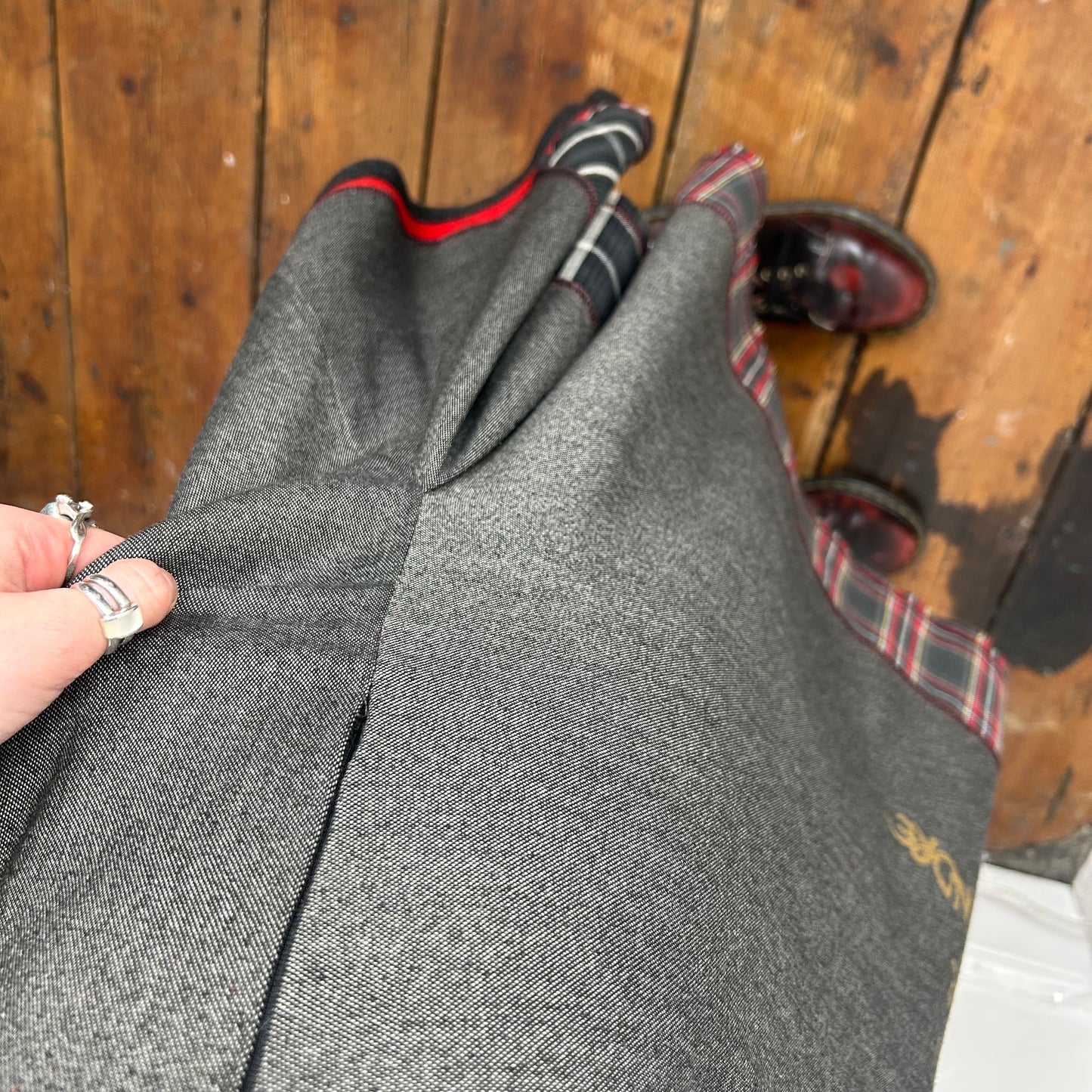 Cop Copine Grey Tartan Midi Skirt - M