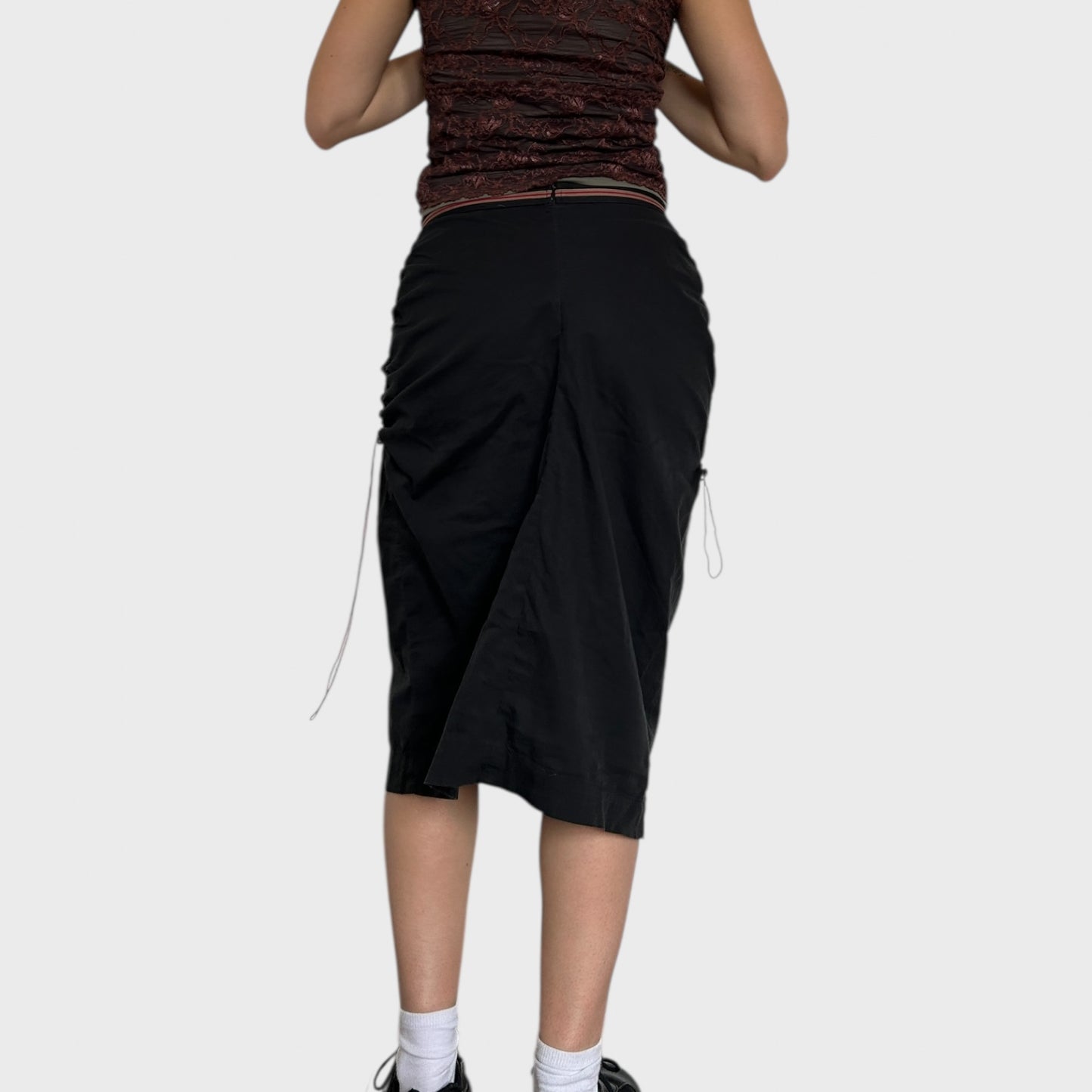 Cop Copine Black Ruched Midi Skirt - Size M